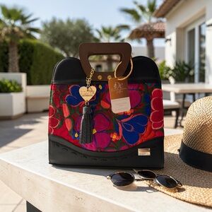 Black and Red Floral Women's Bag